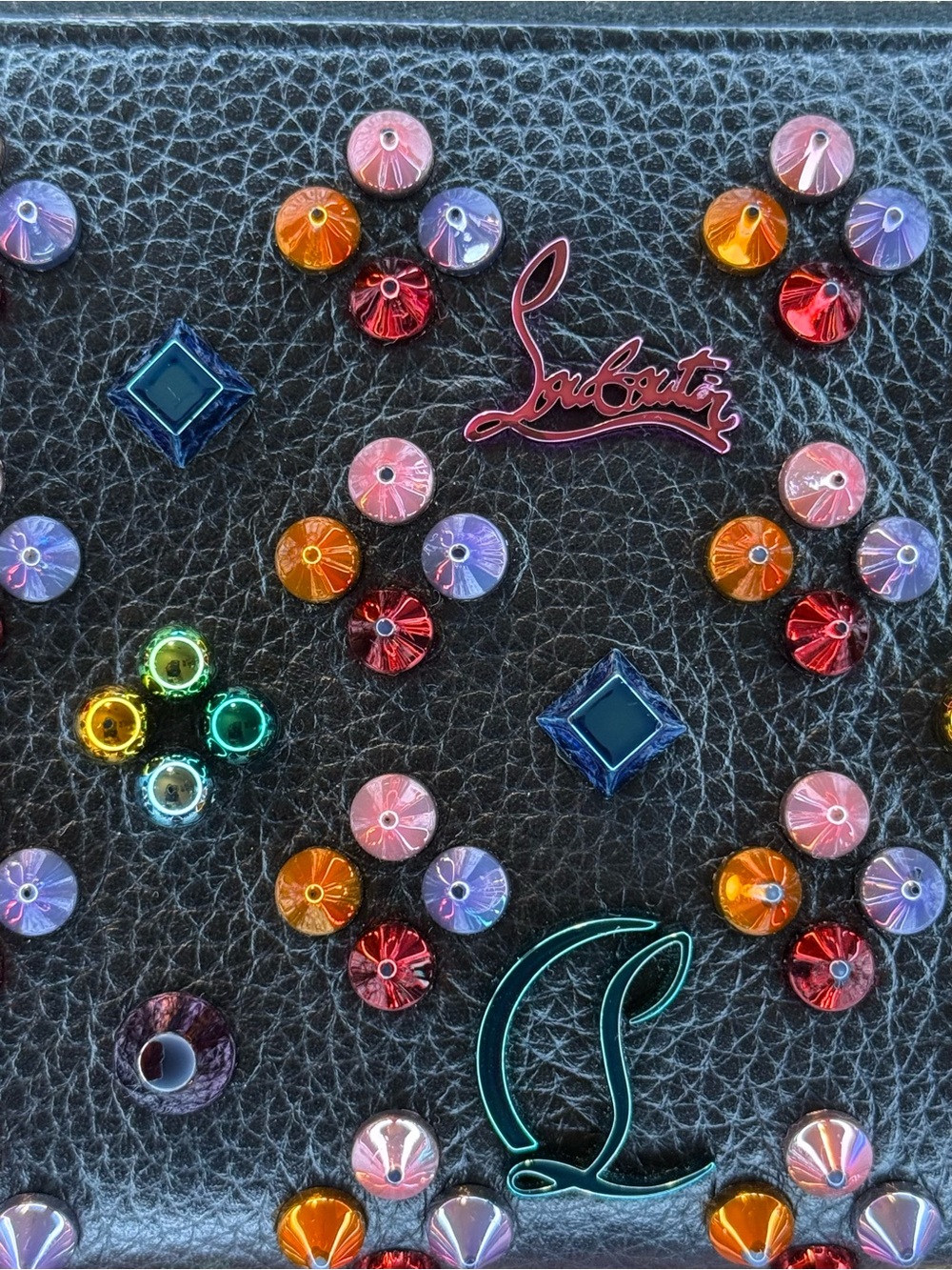 π³πππ π΅ππ Christian Louboutin Black Zip-Around Wallet with Multicolor Crystals - Picture 3 of 10